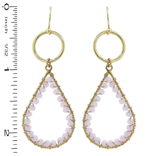 ROUND, TEAR DROP GLASS BEADED DANGLE EARRING