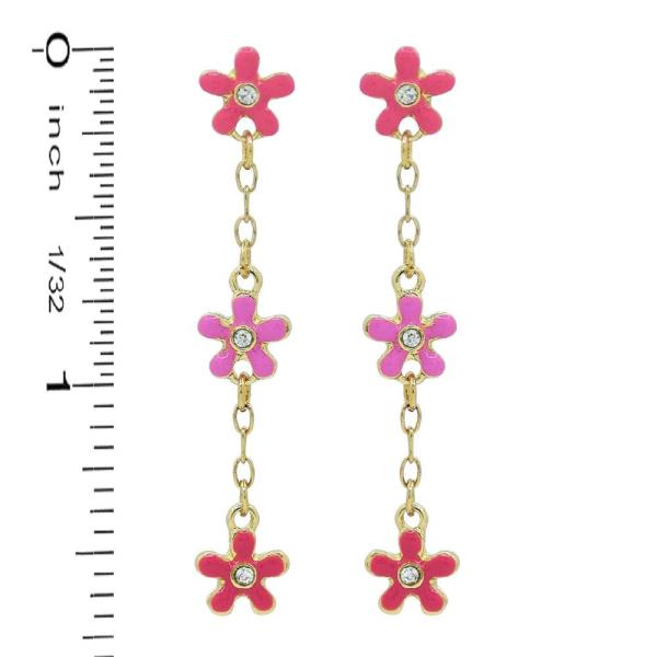 3 FLOWER IN CHAIN DANGLE EARRING