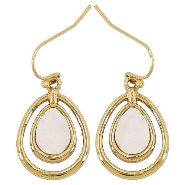 TEAR DROP METAL, MOP EARRING