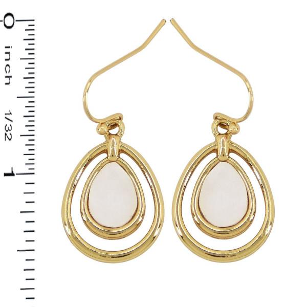 TEAR DROP METAL, MOP EARRING