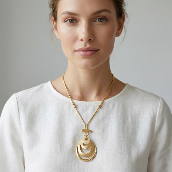 ROUND PENDANT NECKLACE ADJUSTABLE CHAIN NECKLACE