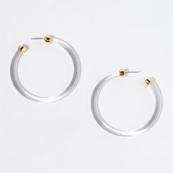 CLEAR ACRYLIC HOOP EARRINGS