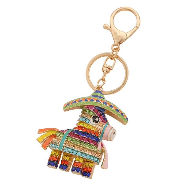 RHINESTONE PINATA PARTY LLAMA BAG CHARM KEYCHAIN