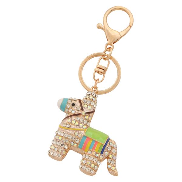 RHINESTONE PINATA LLAMA BAG CHARM KEYCHAIN