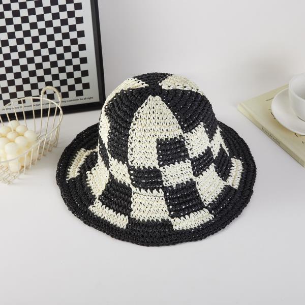 CHECKER STRAW BUCKET HAТ