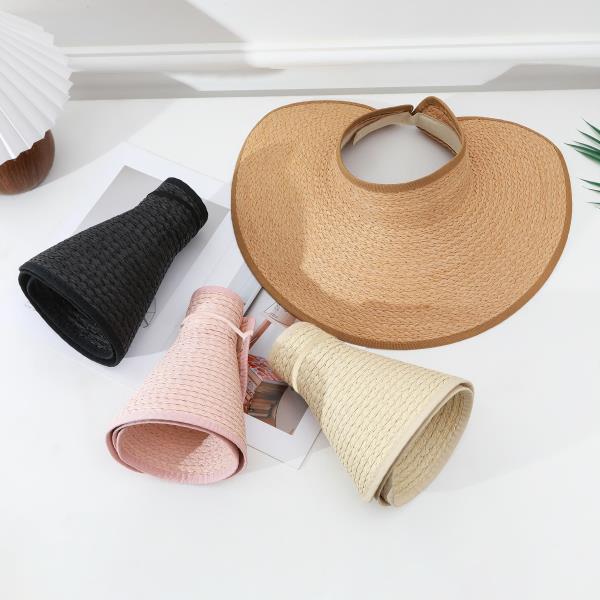 ROLLABLE WIDE BRIM STRAW VISOR