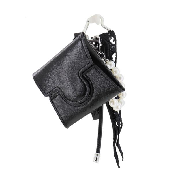 FAUX LEATHER MINI POUCH PEARL BAG CHARM KEYCHAIN