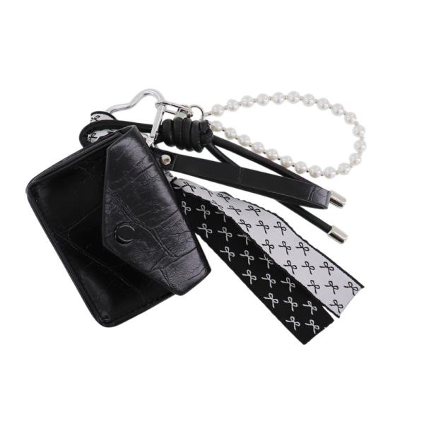 | FAUX LEATHER MINI POUCH BAG CHARM KEYCHAIN