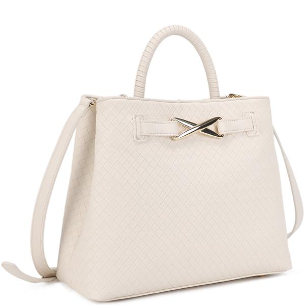 MODERN TEXTURED DESIGN HANDLE SATCHEL BAG