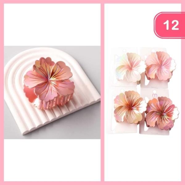 AB SPRAYED HIBISCUS CLAW CLIP (12 UNITS)