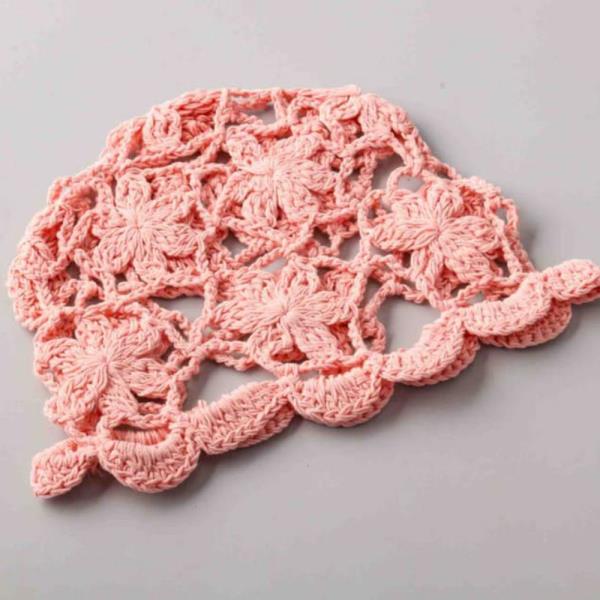 CROCHET FLORAL SCALLOPED HEADPIECE