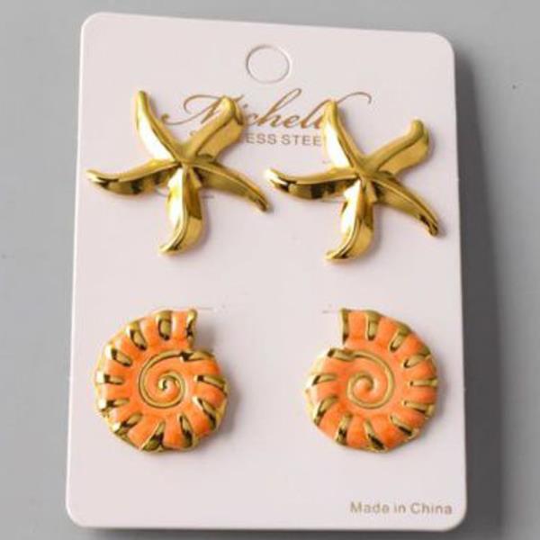 STAINLESS STEEL MIX SHELL STAR EARRING SET