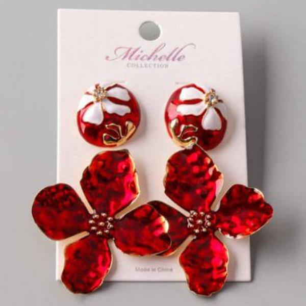 MIX FLORAL BUTTON DOGWOOD EARRING SET