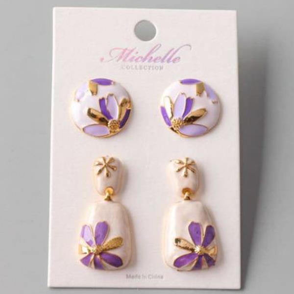 FLOWER PAINTED DANDELION GEOMETRIC EARRING