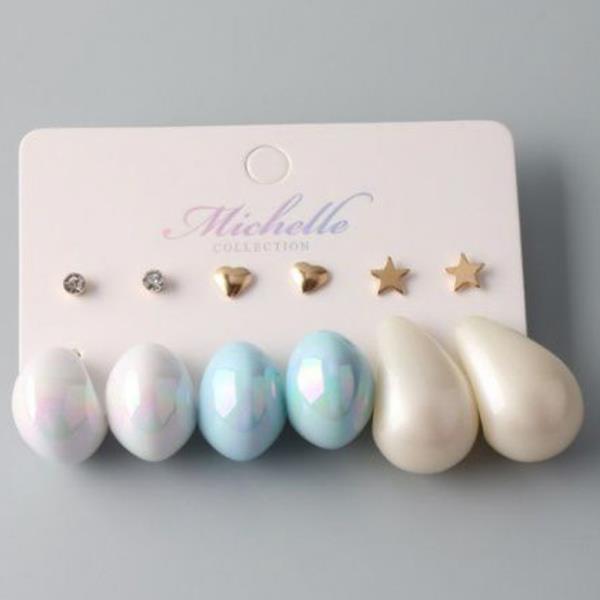 AB TEARDROP HUGGIE EARRING SET