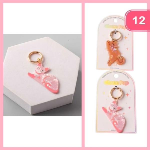 ACETATE CAT KEYRING CHARM (12 UNITS)