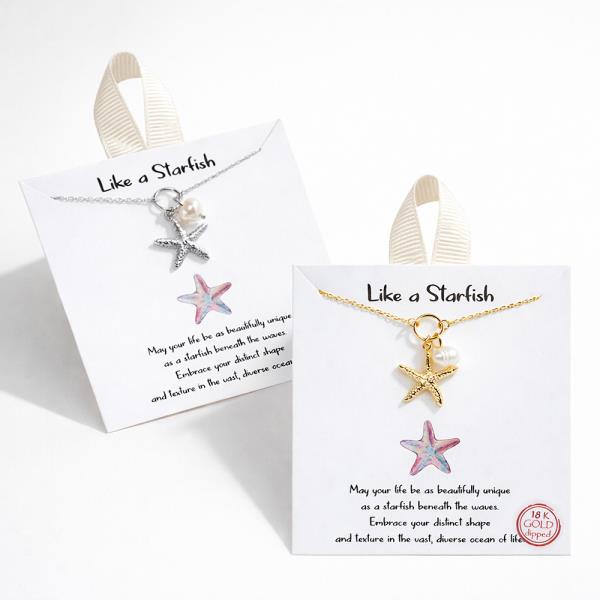 18K GOLD DIPPED LIKE A STARFISH PEARL PENDANT NECKLACE