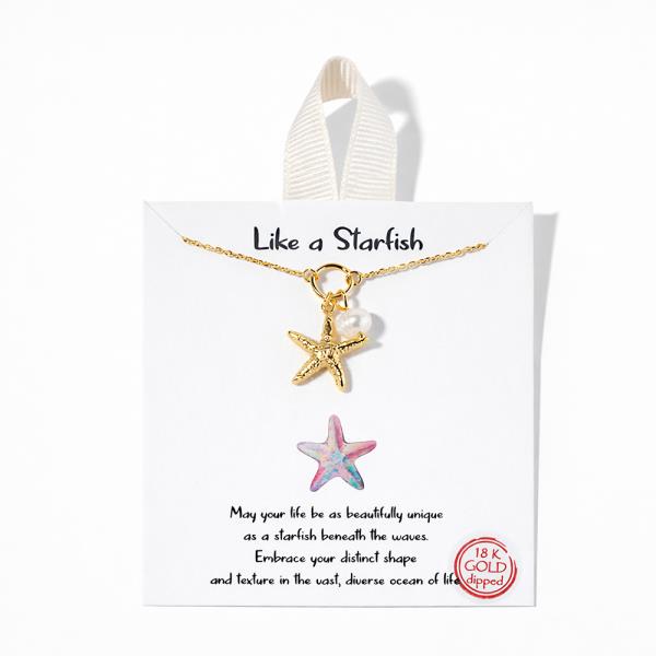 18K GOLD DIPPED LIKE A STARFISH PEARL PENDANT NECKLACE