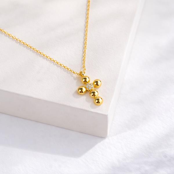 18K GOLD DIPPED JOHN 11:40 BUBBLE CROSS NECKLACE