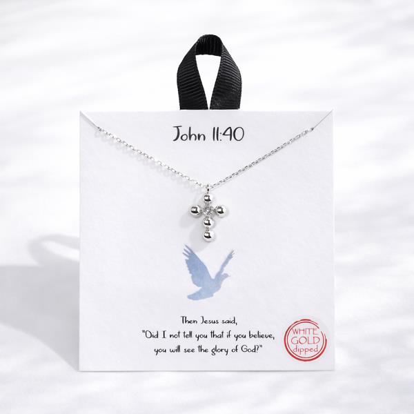 18K GOLD DIPPED JOHN 11:40 BUBBLE CROSS NECKLACE