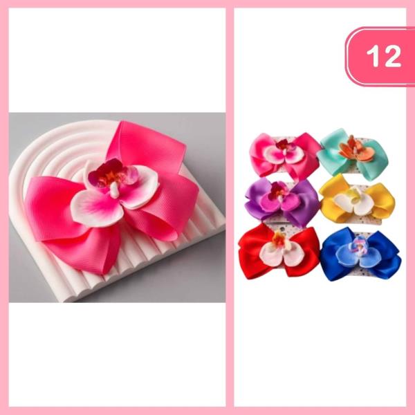 ARTIFICIAL ORCHID TWIST HAIR BOW (12 UNITS)