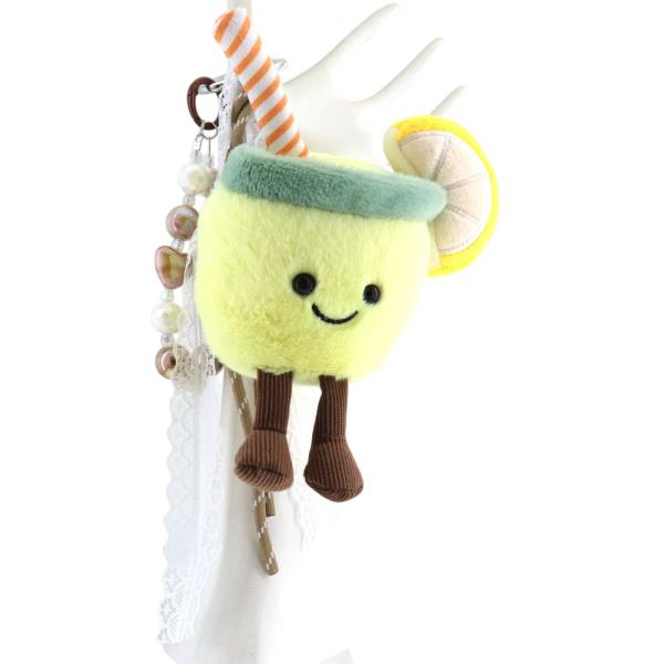 PLUSH FRUIT JUICE CUP BAG CHARM KEYCHAIN