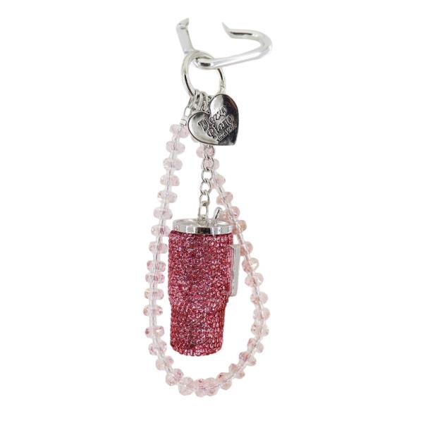 RHINESTONE TUMBLER CUP BAG CHARM KEYCHAIN