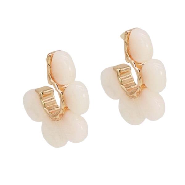 RESIN FLOWER HOOP EARRING
