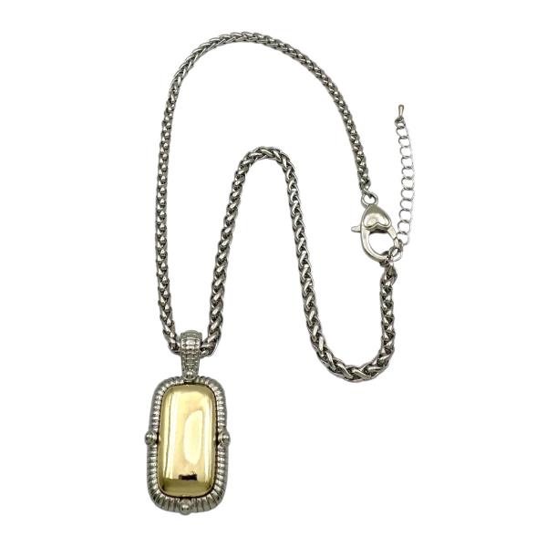 2T RECTANGLE GOLD POLISH NECKLACE