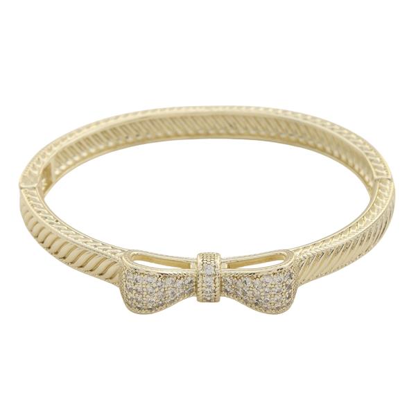 GOLD BOW CZ BANGLE BRACELET