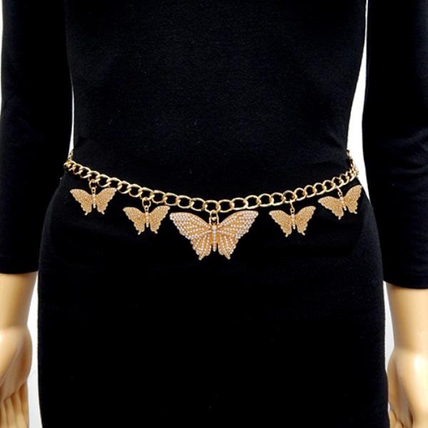 CHAIN BELT WITH  BUTTERFLY CHARM DANGLING