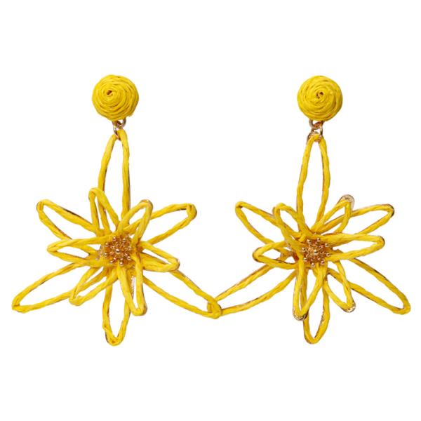 RAFFIA FLORAL DANGLE EARRING