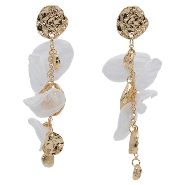 METAL HAMMERED RESIN PETAL DROP EARRING