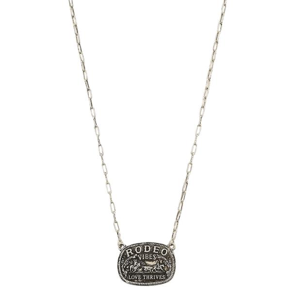 ROUND RODEO VIBES LOVE THRIVES PENDANT CHAIN LINK NECKLACE