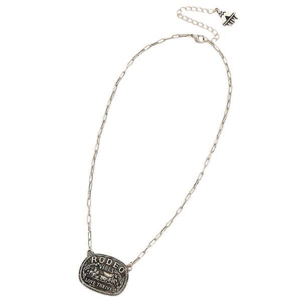 ROUND RODEO VIBES LOVE THRIVES PENDANT CHAIN LINK NECKLACE