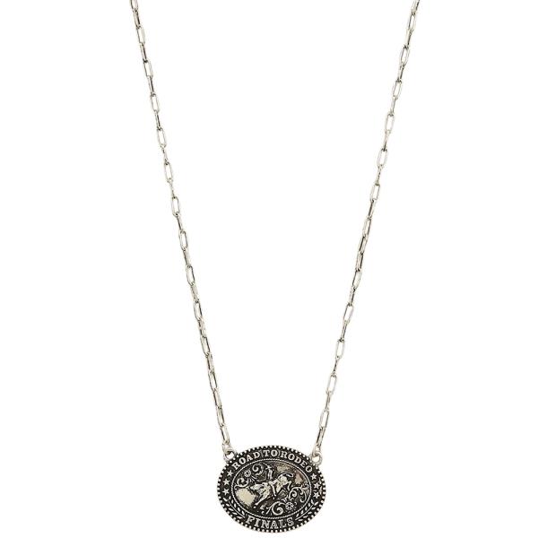OVAL ROAD TO RODEO FINALS PENDANT CHAIN LINK NECKLACE