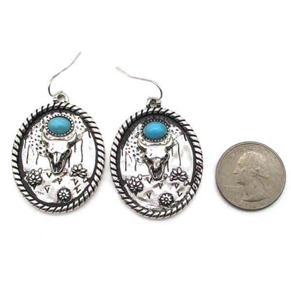 WESTERN STEER HEAD DANGLE EARRING