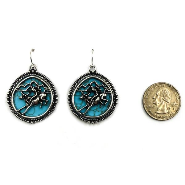 WESTERN BULL ROUND DANGLE  EARRING