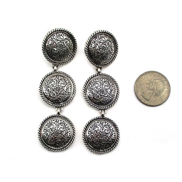 WESTERN ETCHED 3 DANGLE EARRING