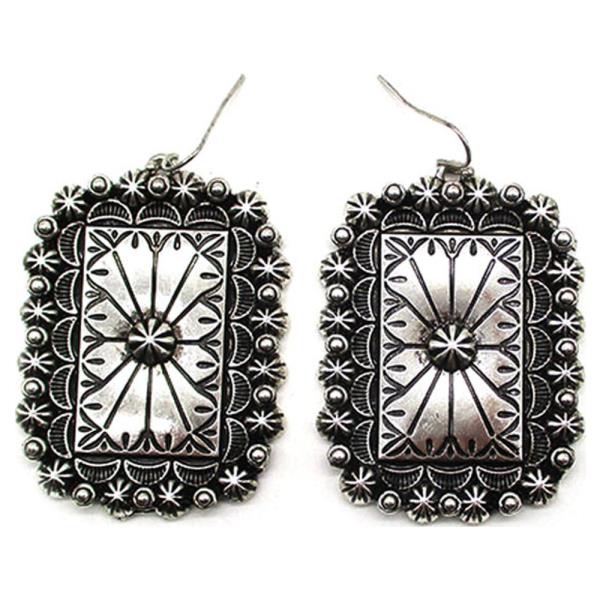 WESTERN RECTANGLE CONCHO EARRING