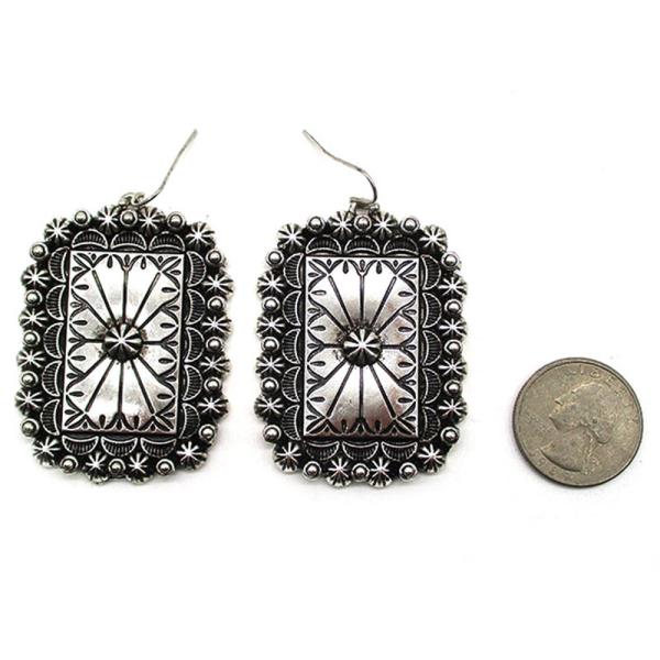 WESTERN RECTANGLE CONCHO EARRING