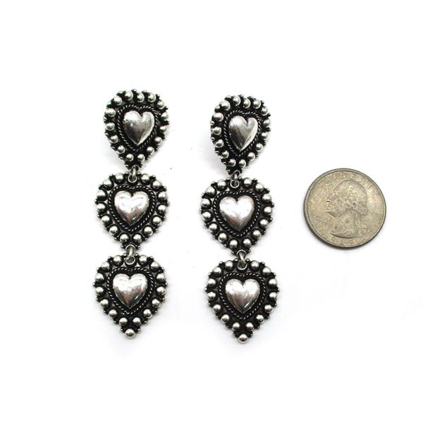 WESTERN HEART 3 DANGLE DROP EARRING