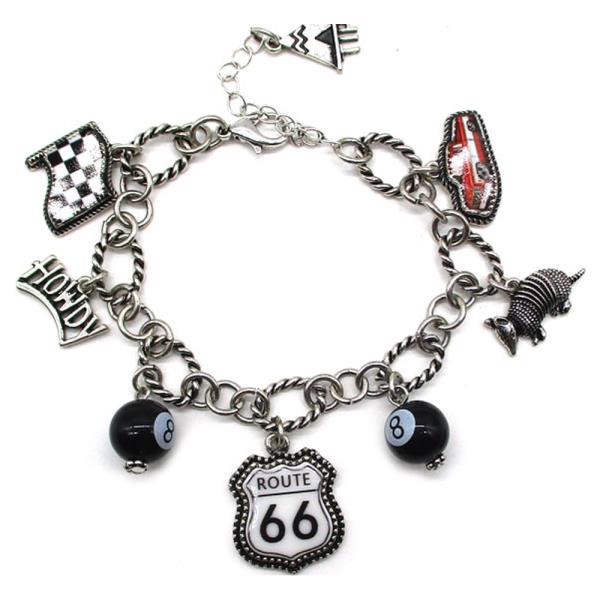 WESTERN ROUTE 66 THEME CHARM BRACELET