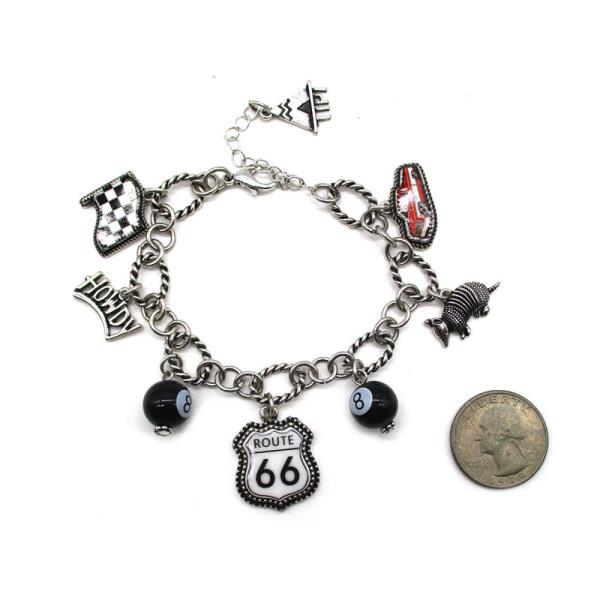 WESTERN ROUTE 66 THEME CHARM BRACELET