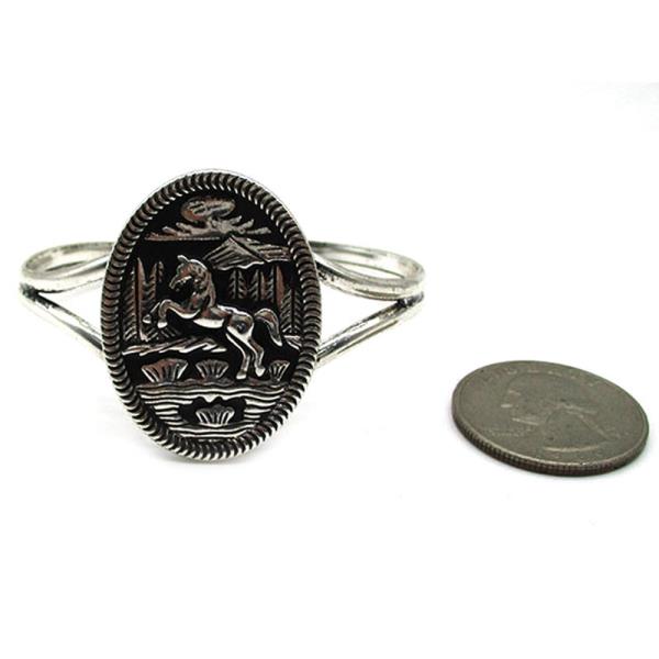WESTERN ETCHED RUNNING HORSE CUFF BRACELET