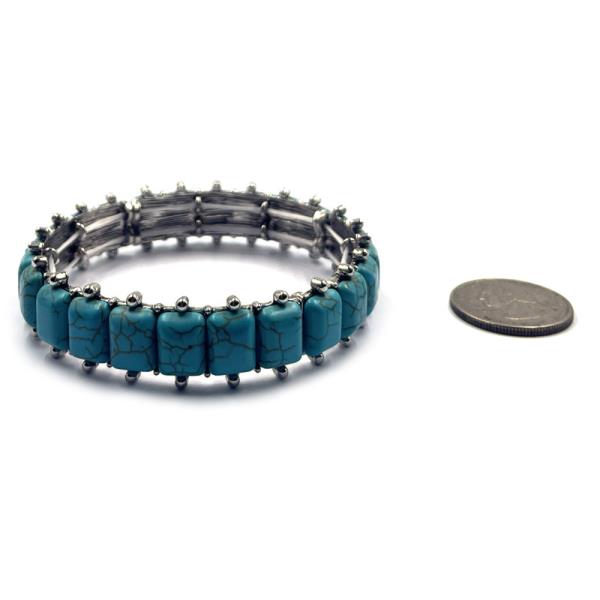 WESTERN RECTANGULAR SEMI PRECIOUS STONE STRETCH BRACELET