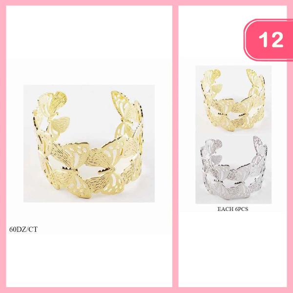 METAL BUTTERFLY CUFF BRACELET (12 UNITS)