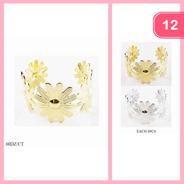 METAL DAISY CUFF BRACELET (12 UNITS)