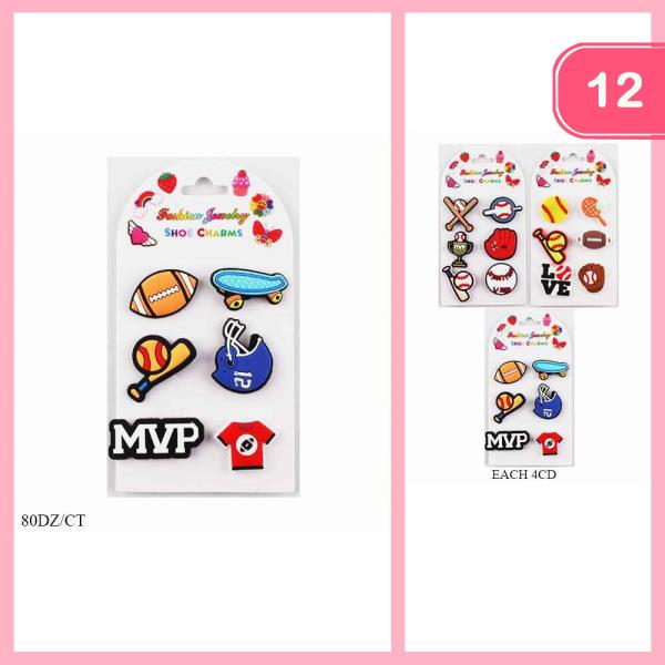 BASEBALL FOOTBALL SKATE BORED SHOE CHARM (12 UNITS)