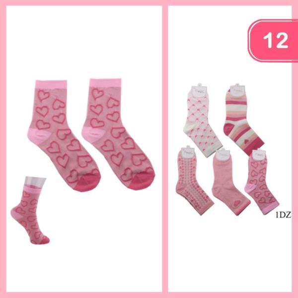 HEART STRIPE PATTERN SOCKS (12 UNITS)